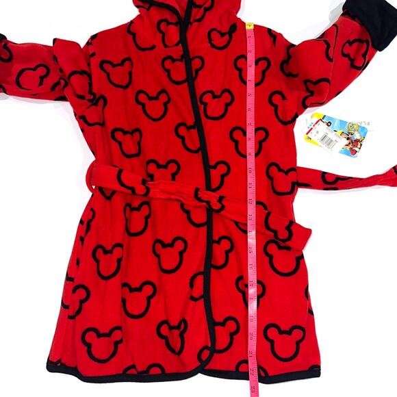 NWT Disney Junior Mickey Mouse Red Hooded Ears Toddler Kids Robe Size 3T - Picture 11 of 12